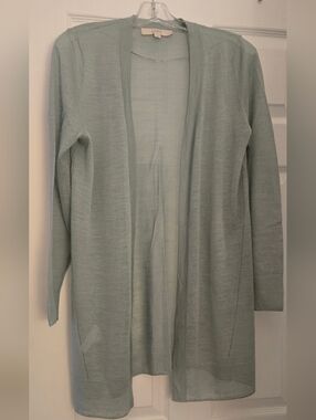 NW/OT!! LOFT SHEER, OPEN FRONT, SAGE GREEN CARDIGAN - SIZE MEDIUM